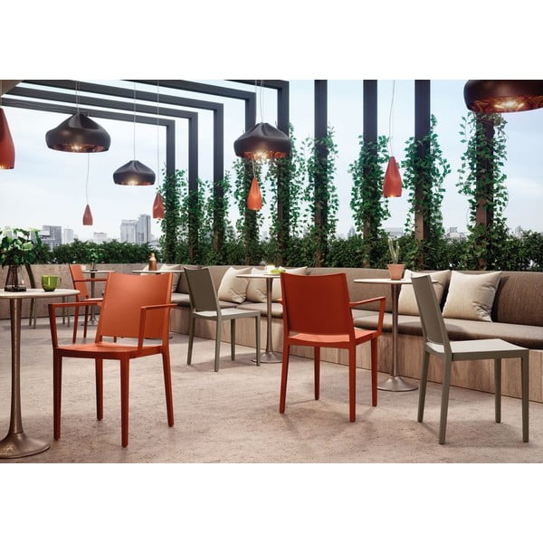 Sedia da giardino in plastica marrone chiaro Mosk - Rojaplast-image-1