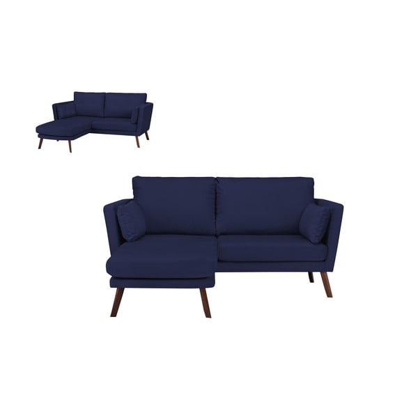 Divano a tre posti blu navy Elena, con lettino nell'angolo a sinistra - Mazzini Sofas-image-3