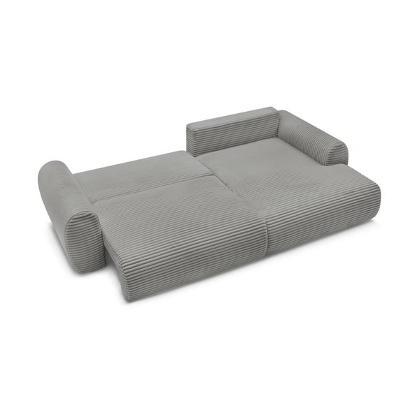 Divano angolare in grigio scuro allungabile (con penisola a destra) con rivestimento in velluto a coste Lucien – Bobochic Paris-image-4