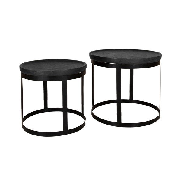 Set di 2 tavolini in legno di mango nero Pablo - Canett