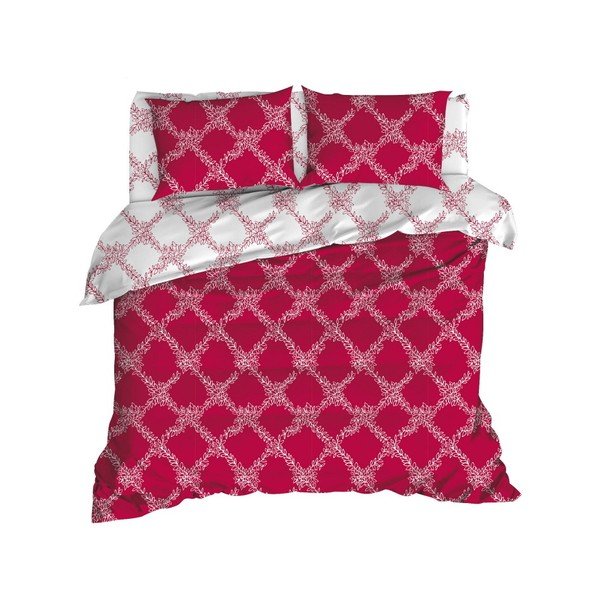 Lenzuola con lenzuolo per letto matrimoniale in cotone ranforce Nadine Claret Red, 200 x 220 cm - Mijolnir