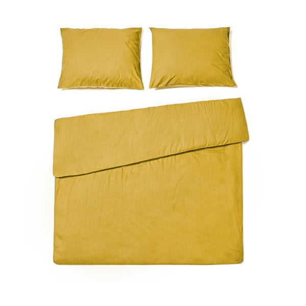 Biancheria da letto matrimoniale in cotone giallo senape , 160 x 220 cm - Bonami Selection