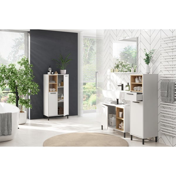 Mobile da bagno alto bianco in rovere 34x118 cm Loria - Germania-image-4