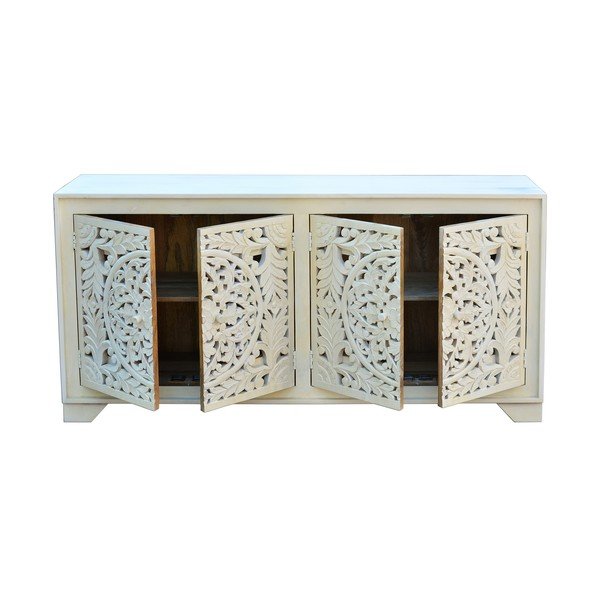 Cassettiera bassa color crema in legno di mango 85x40 cm Kalita - Støraa-image-2