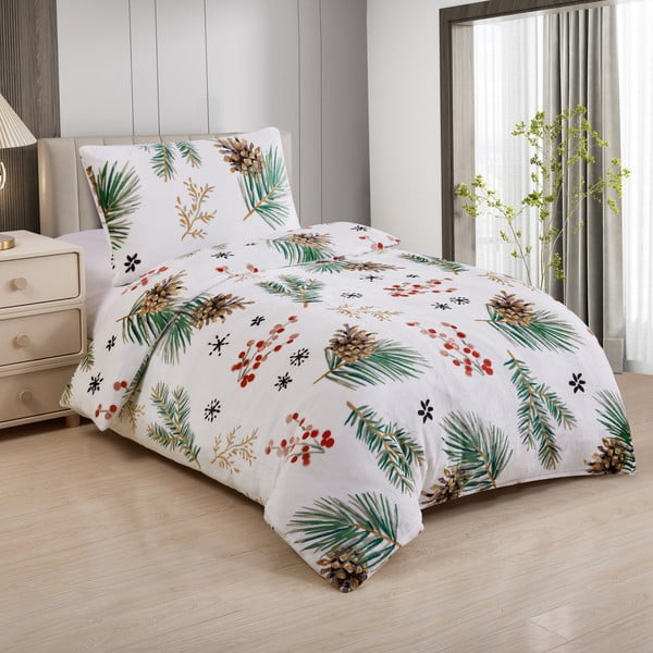 Biancheria da letto bianca in micropile per letto singolo 140x200 cm Conifer – My House