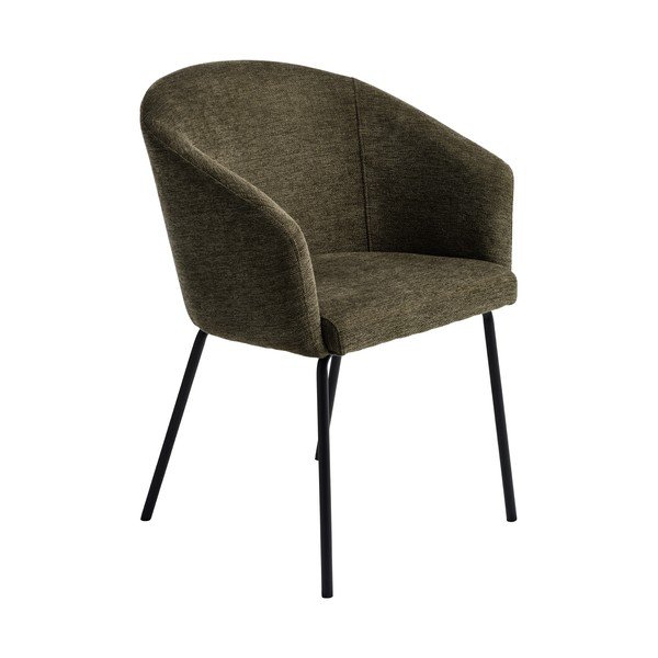 Sedia da pranzo color kaki in imbottito con braccioli Easton – Unique Furniture