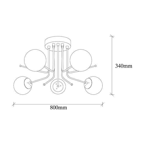 Plafoniera bianca/color ottone con paralume in vetro 80x80 cm Daisy – Opviq lights-image-3