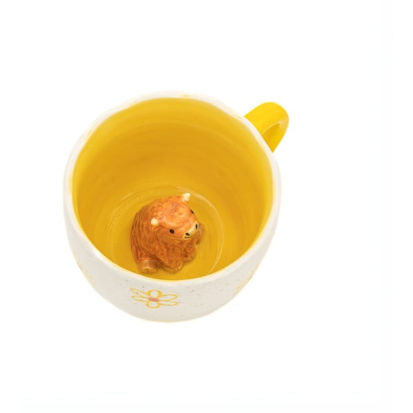 Tazza gialla e color crema in porcellana 350 ml Surprise Highland Cow – Sass & Belle