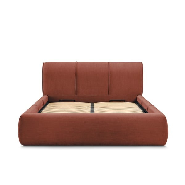 Letto matrimoniale imbottito arancione con vano contenitore con griglia 180x200 cm Vernon - Bobochic Paris-image-3