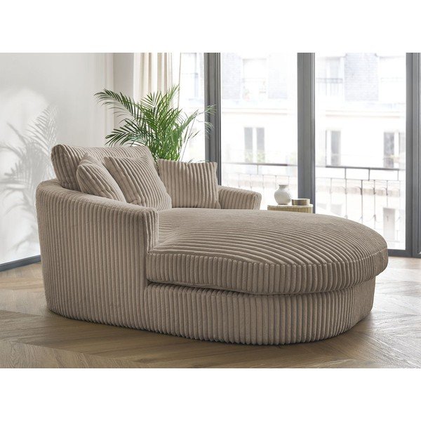 Poltrona grigio tortora con rivestimento in velluto a coste Belem – Bobochic Paris-image-1