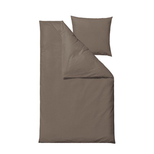 Biancheria da letto singola in cotone organico marrone 140x220 cm Wave - Södahl
