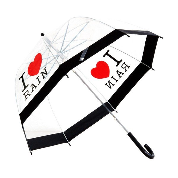 Ombrello trasparente I Love Rain, ⌀ 81 cm - Ambiance