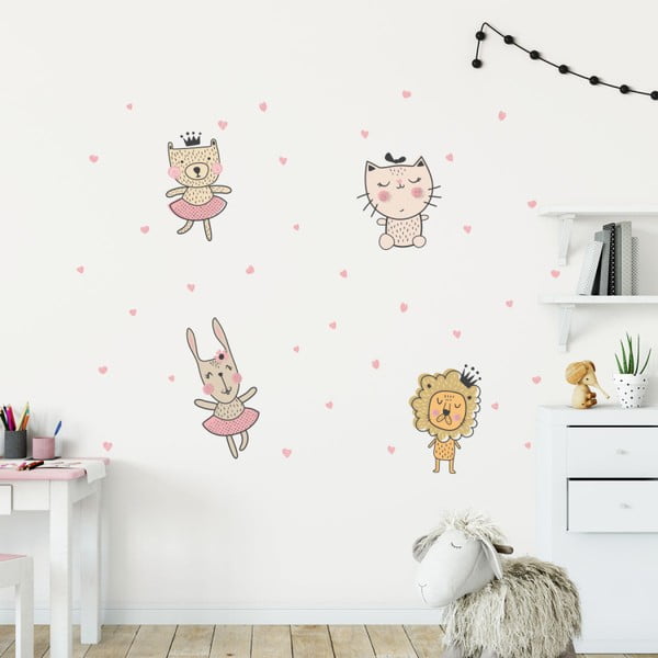 Set di adesivi murali Animali scandinavi con cuori - Ambiance-image-1