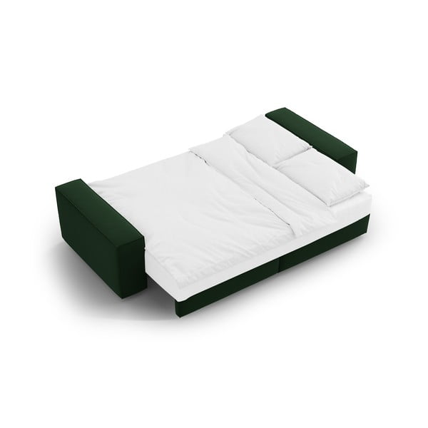 Divano verde scuro allungabile e con contenitore rivestito in velluto 247 cm Jodie – Micadoni -image-4