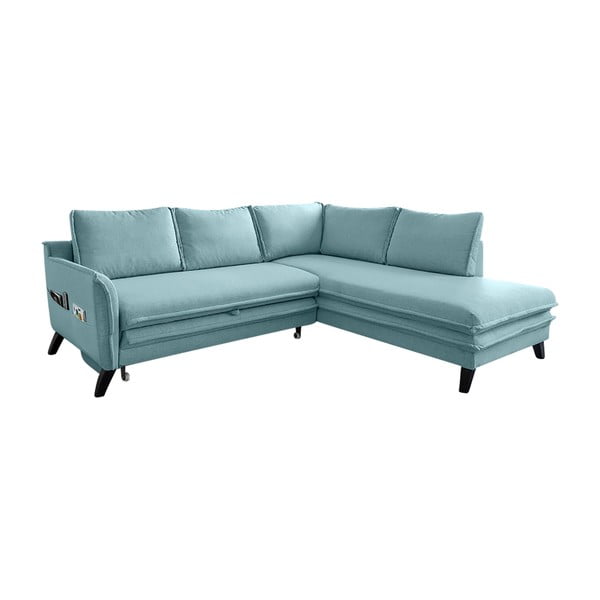 Divano letto angolare azzurro L, angolo destro Charming Charlie - Miuform