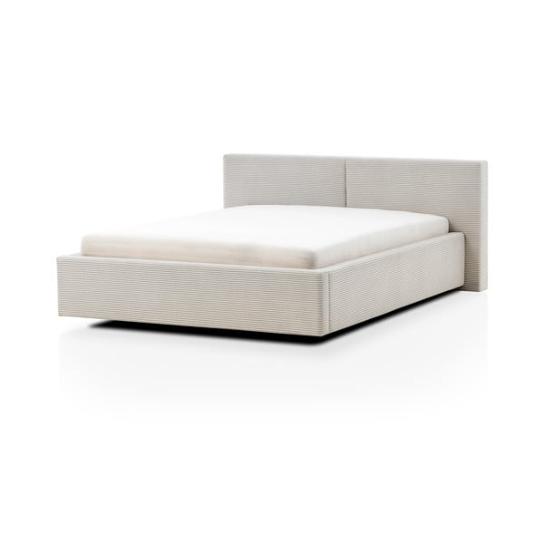 Letto matrimoniale imbottito beige con contenitore con rete inclusa 140x200 cm Cube – Meise Möbel
