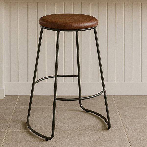 Sedia da bar nera/marrone imbottito (altezza della seduta 64 cm) Brixton – Premier Housewares-image-2
