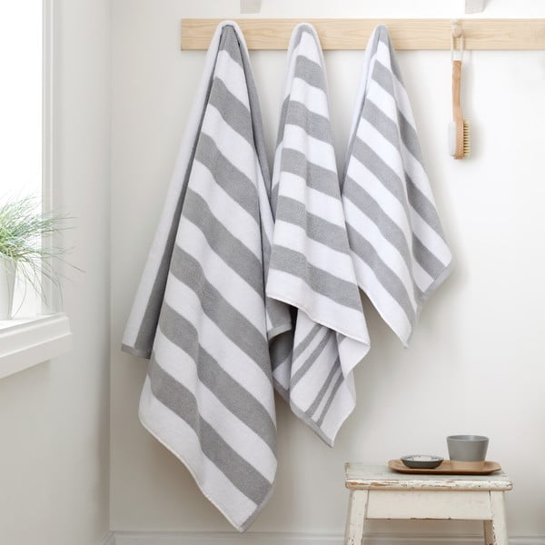 Asciugamano tipo terry bianco/grigio in cotone 70x120 cm Reversible Stripe – Bianca-image-4