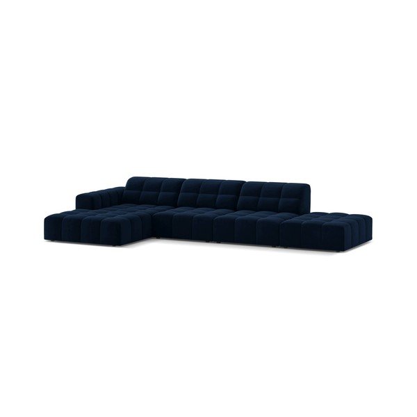 Divano angolare blu scuro (con penisola a sinistra/con chaise lounge) con rivestimento in velluto Chicago – Cosmopolitan Design-image-2