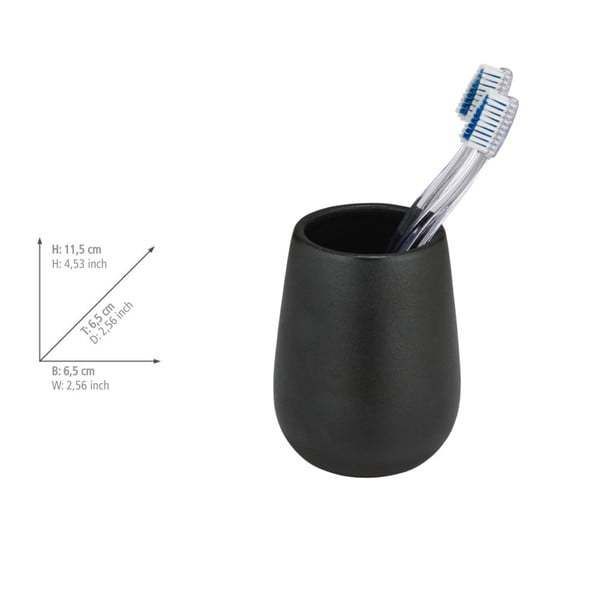 Tazza in ceramica nera per spazzolini da denti Nerno - Wenko-image-2