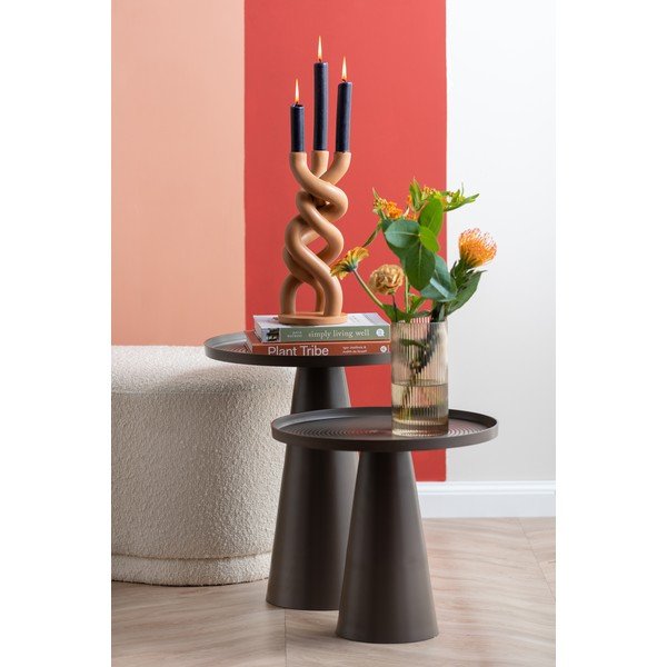 Portacandele in ceramica beige per tre candele Ritorto, altezza 31,4 cm - PT LIVING-image-1