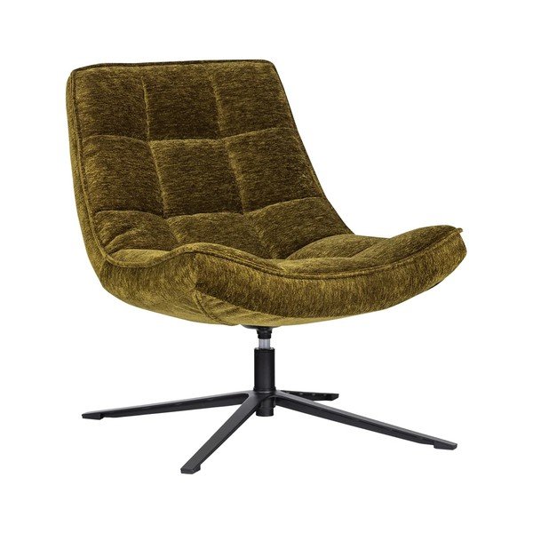 Poltrona verde girevole con rivestimento in ciniglia Maudi – WOOOD