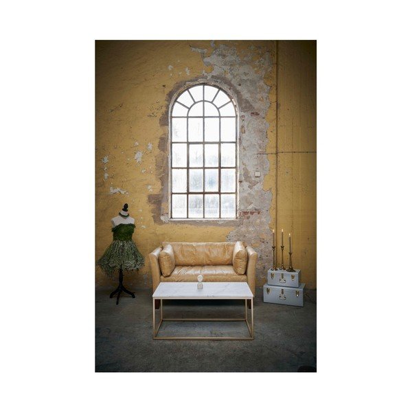 Tavolino con piano in marmo bianco e base dorata Accent - RGE-image-2