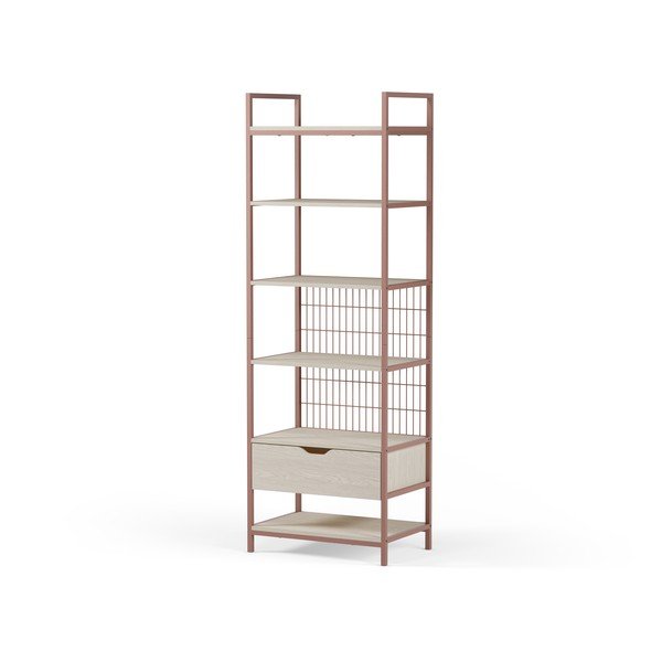 Libreria color terracotta in acciaio 60x179,5x40 cm Amara – Marckeric-image-2