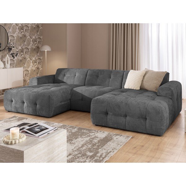 Divano angolare grigio scuro (a U/con chaise lounge) Melva – Ropez-image-4