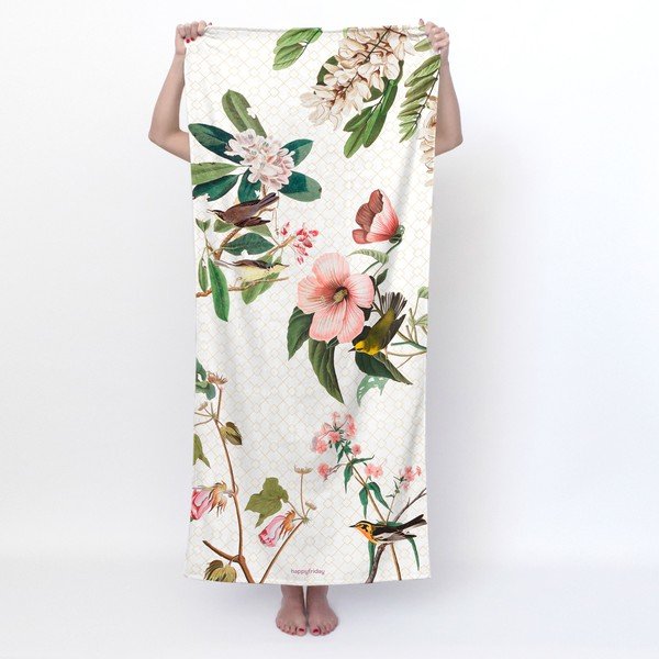Asciugamano bianco 70x150 cm Blooming - Happy Friday-image-1