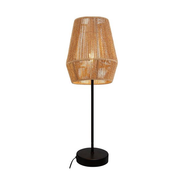 Lampada da tavolo in nero e naturale con paralume in canna (altezza 55 cm) Eranko - GTV