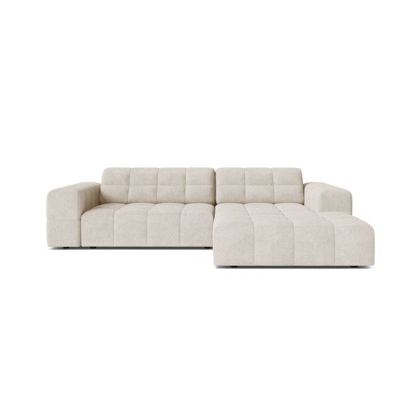 Divano angolare color crema (con penisola a destra/con chaise lounge) con rivestimento in ciniglia Chicago – Cosmopolitan Design