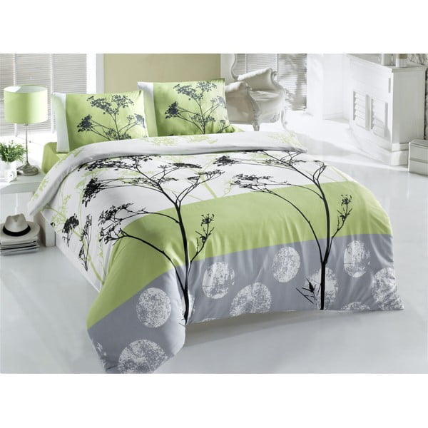 Lenzuola con lenzuolo per letto matrimoniale Blezza Verde, 160 x 220 cm - Mijolnir