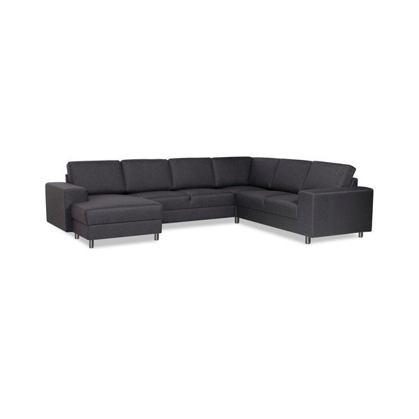 Antracitově šedá rohová pohovka Scandic s lenoškou na levé straně Doris Salsa