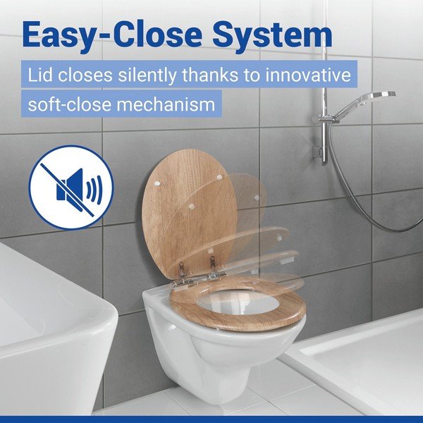 Sedile WC con chiusura Easy-Close (automatica) 37 x 43 cm Oak – Wenko-image-4