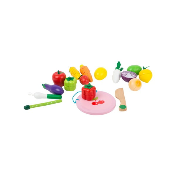 Set di giochi in legno per bambini con velcro Frutta e verdura - Legler