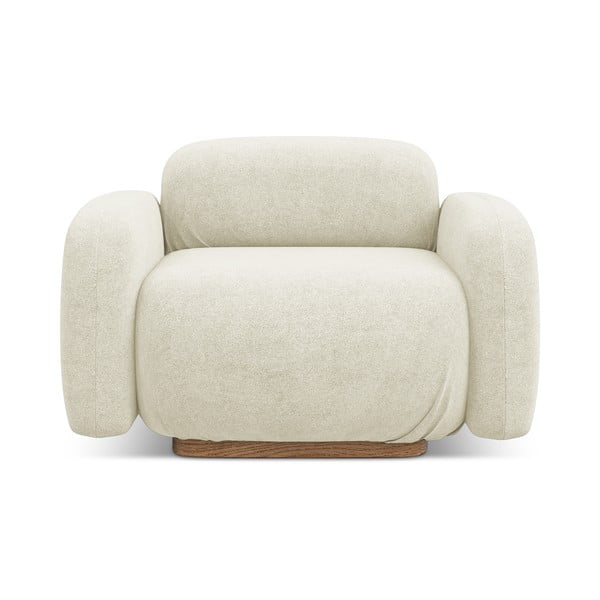 Parte divano componibile color crema con rivestimento in bouclé Ailani – Makamii-image-1