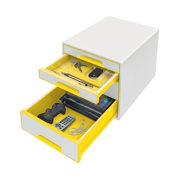Cassettiera bianca e gialla WOW CUBE, 4 cassetti Cube - Leitz-image-2