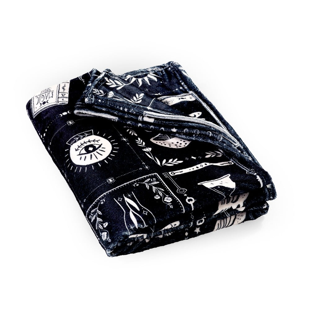 Coperta nera in micropile a tema Halloween 130x170 cm Enchanted Witchcraft – Catherine Lansfield | Coperte