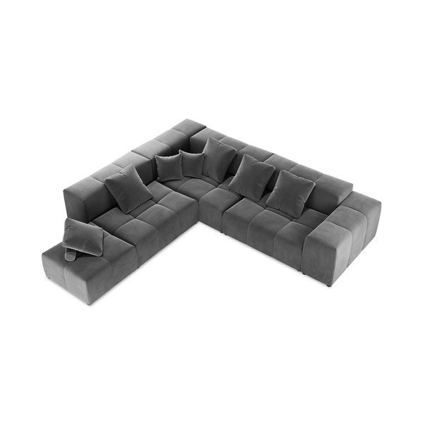 Divano angolare in velluto grigio (variabile) Rome Velvet - Cosmopolitan Design-image-4