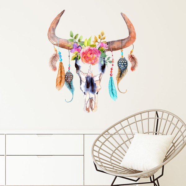 Nástěnná samolepka Ambiance Boho Buffalo Head