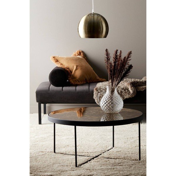 Tavolino da salotto rotondo marrone in acciaio ø 80 cm Gellina – Ellos Home-image-1