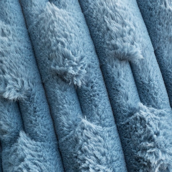Coperta blu in micropile 150x200 cm Carved Fur – Bianca-image-2