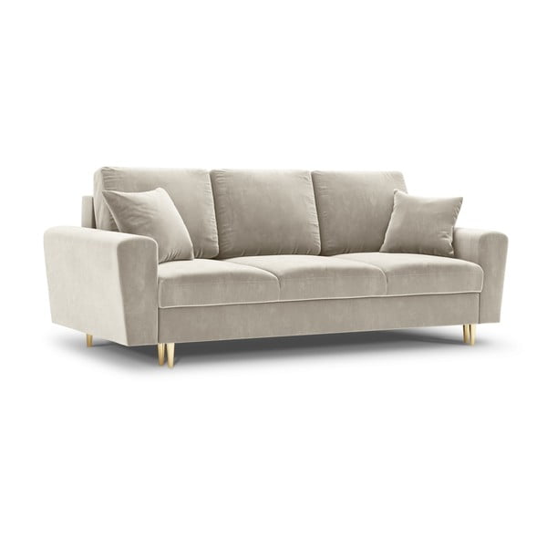 Divano beige allungabile e con contenitore con rivestimento in velluto 235 cm Kyoto – Cosmopolitan Design-image-1