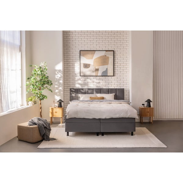 Letto boxspring grigio con contenitore 180x200 cm Elva Bold Line – Bonami Selection-image-3
