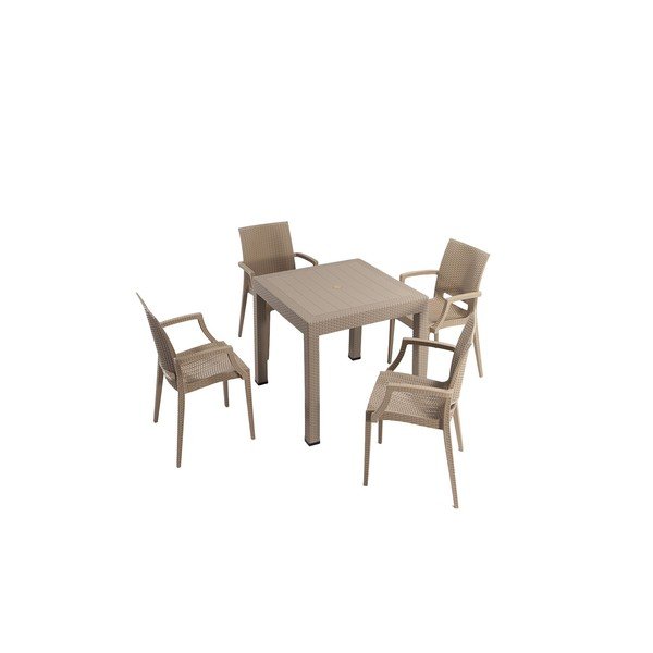 Set da pranzo da giardino in rattan beige per 4 persone Rattan - Floriane Garden