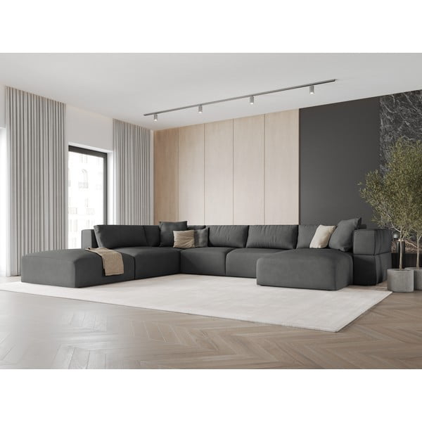 Divano a U angolare grigio scuro, angolo sinistro Esther - Milo Casa-image-1