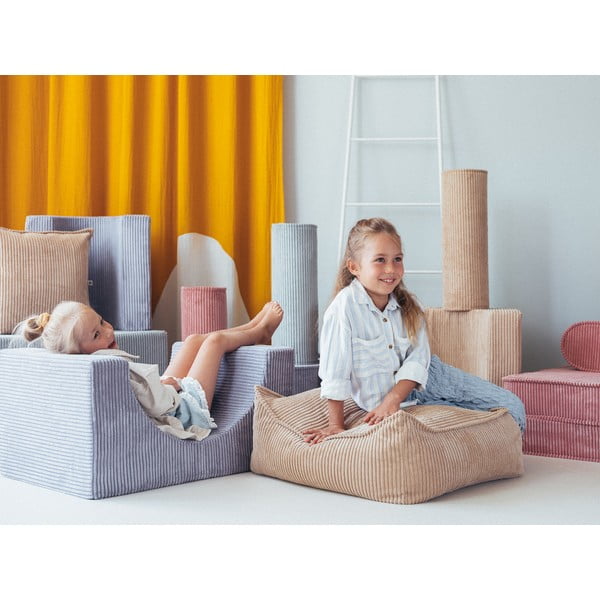 Set per psicomotricità blu in velluto a coste 75x49x37 cm Rainbow Montessori – Wigiwama-image-3