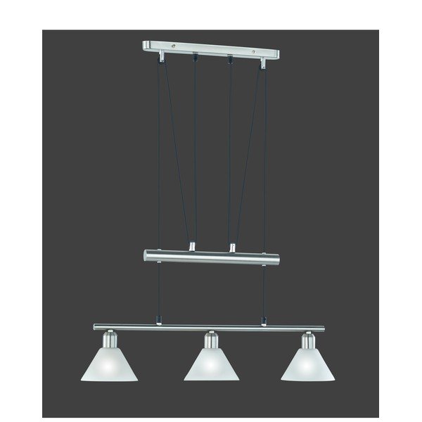 Lampadario argentato con paralume in vetro Stamina – Trio-image-1