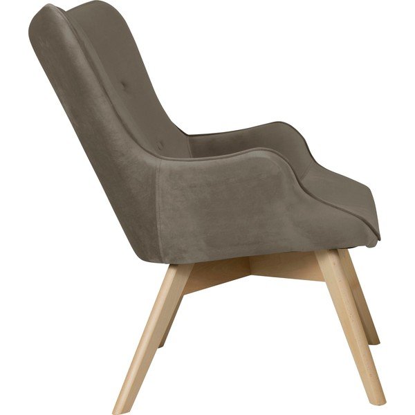 Poltrona marrone chiaro con rivestimento in velluto Niko – Ropez-image-3